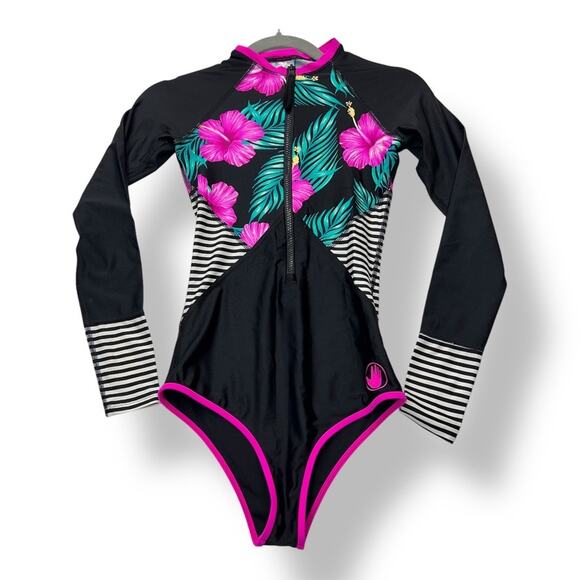 Body Glove Molokai Surface Rashguard Women's XS Black Paddle Suit Print Surf - Picture 2 of 9